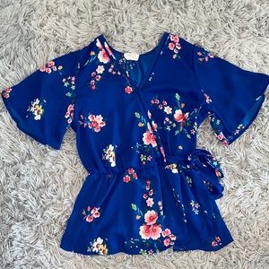 Blue Floral Blouse
